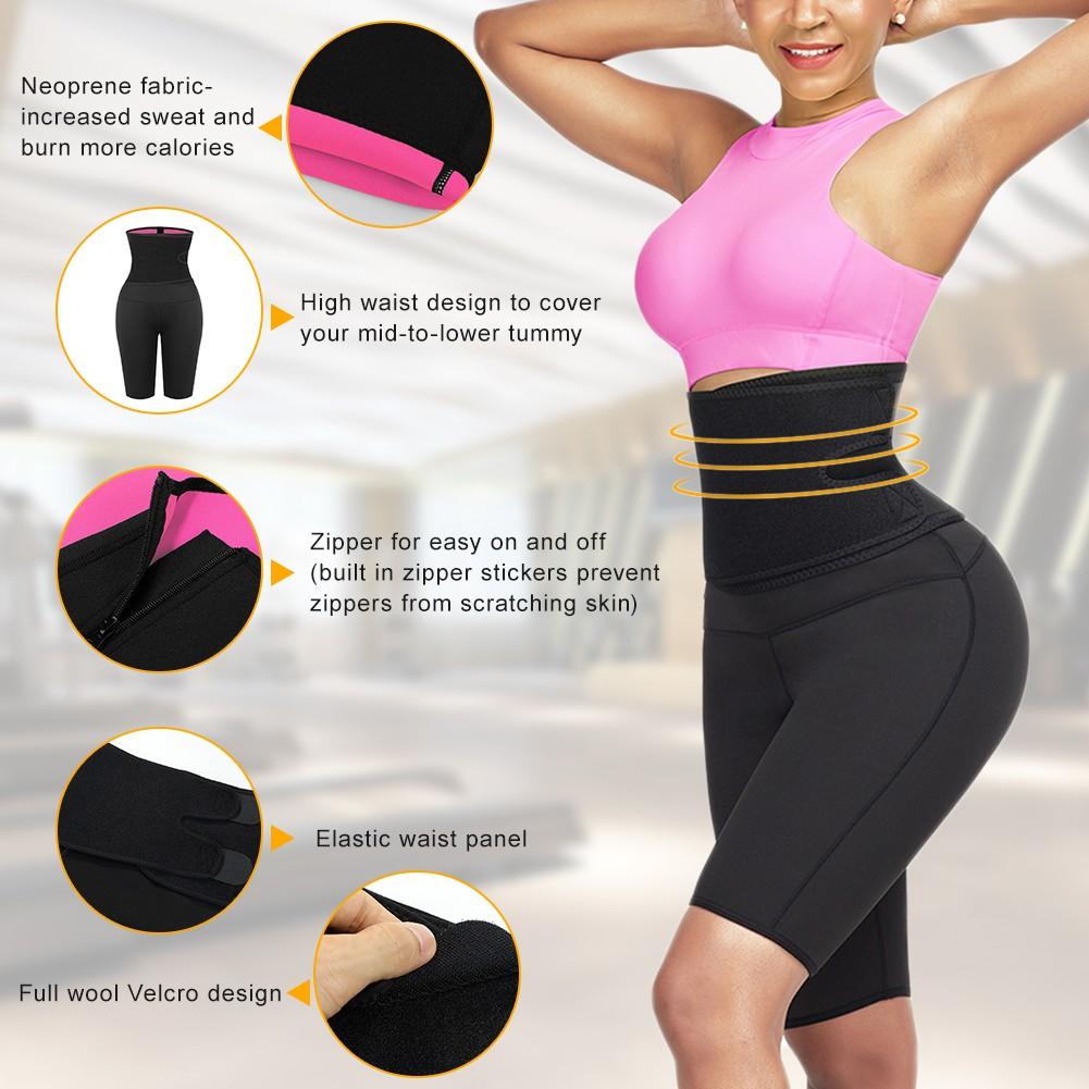 Women's Neoprene Waist Trainer &amp; Sweat Pants Set