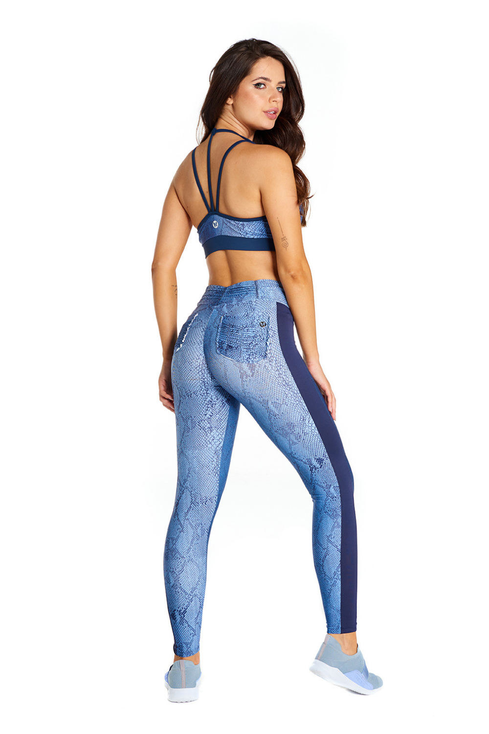 Women's Blue Jungle-Print Sports Bra