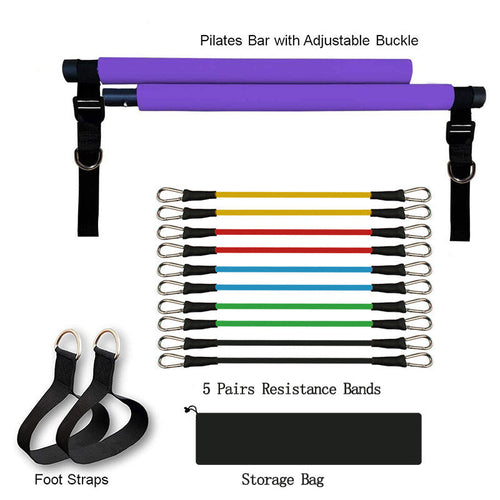 Portable Yoga &amp; Pilates Bar with Resistance Bands
