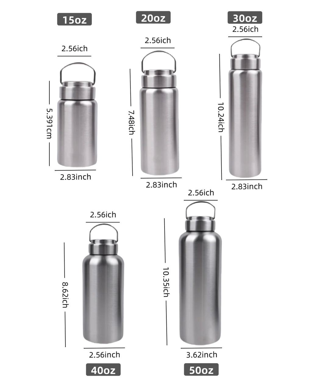 Stainless Steel Sport Water Bottle - Large Capacity