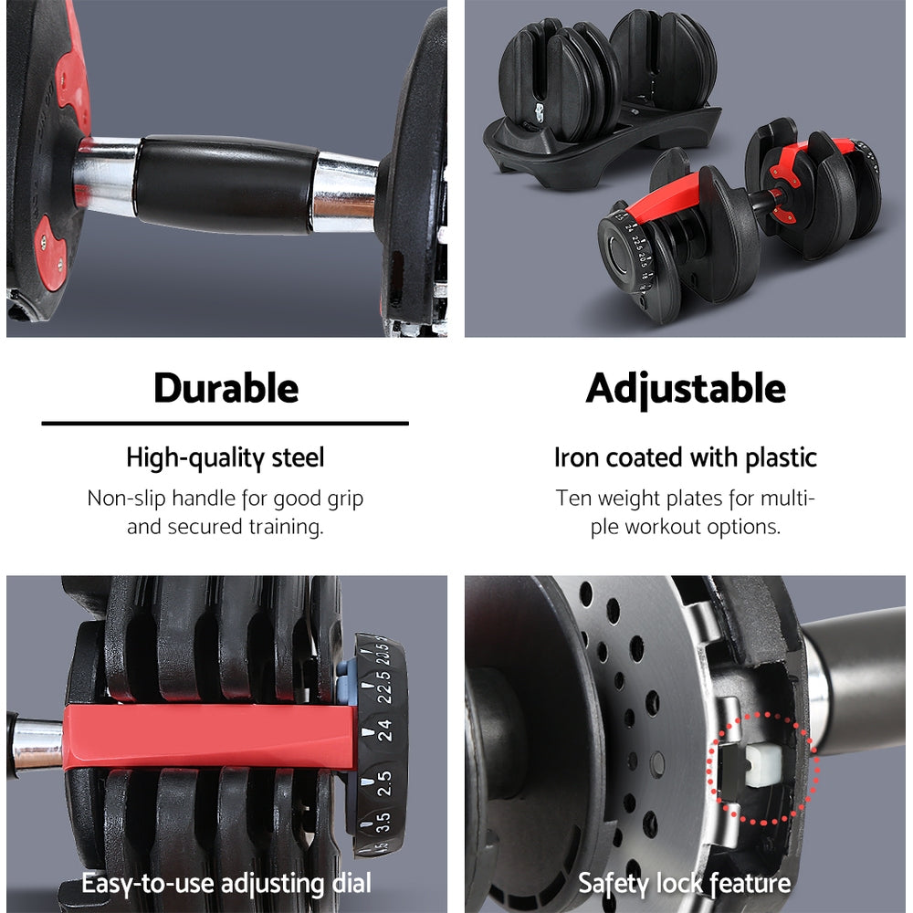 Everfit 24kg Adjustable Dumbbell Set