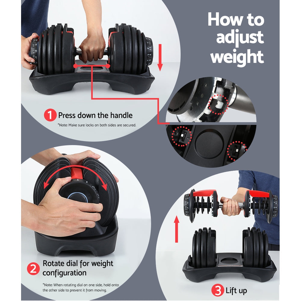 Everfit 24kg Adjustable Dumbbell Set