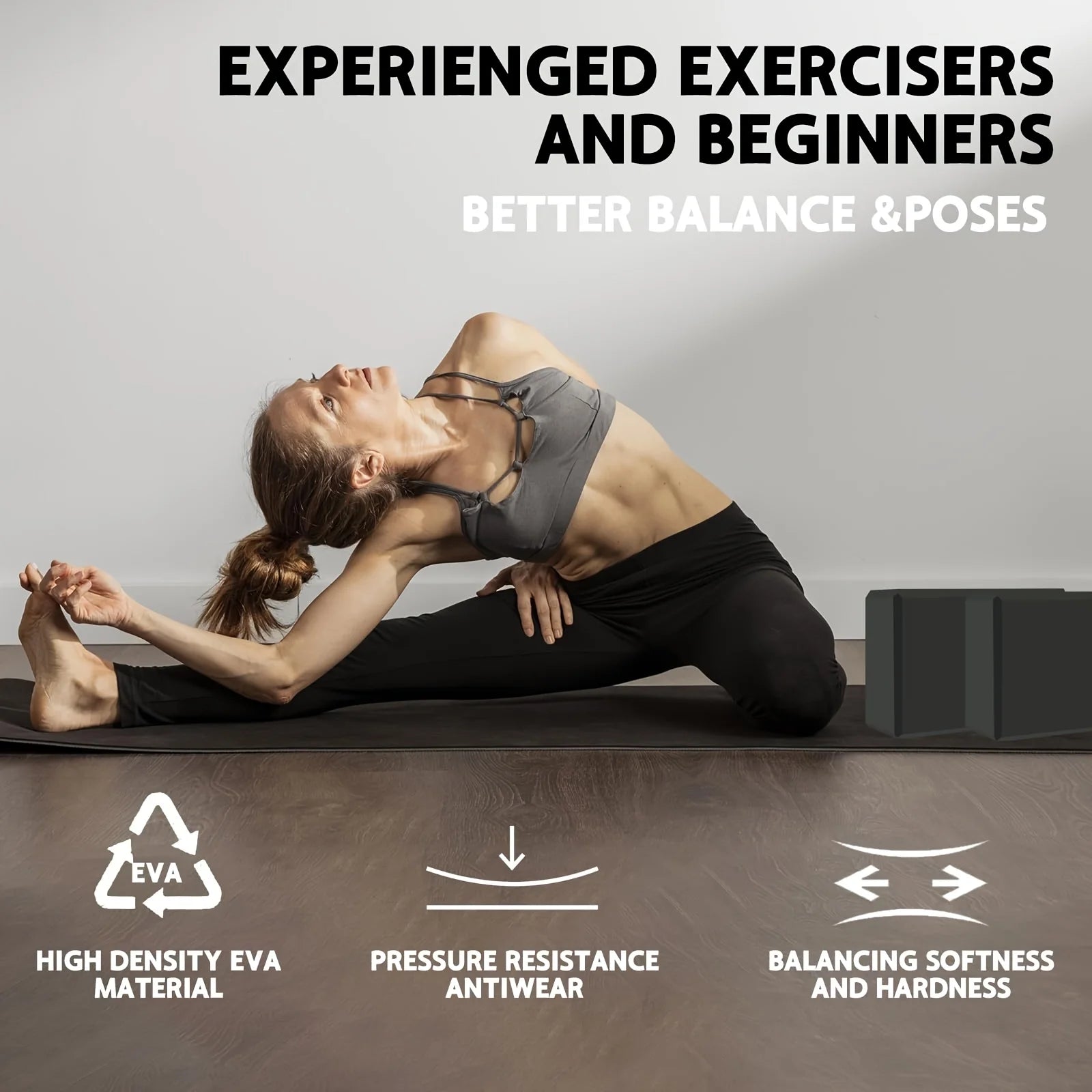 Yoga Blocks - Set of 2, High-Density Foam