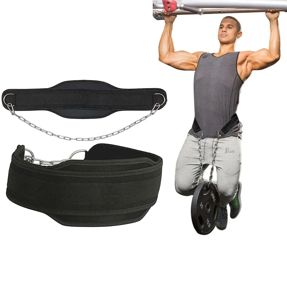 Neoprene Weightlifting Dip Belt with Chain