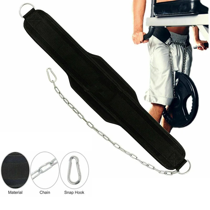 Neoprene Weightlifting Dip Belt with Chain