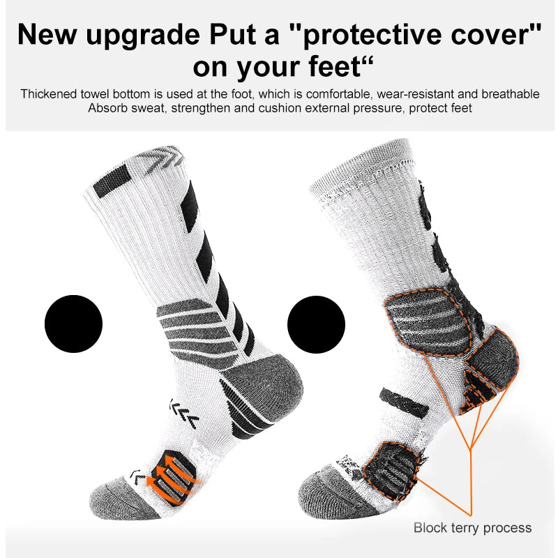 3Pairs Sport Running Socks Athletic Breathable Mesh Thick Compression