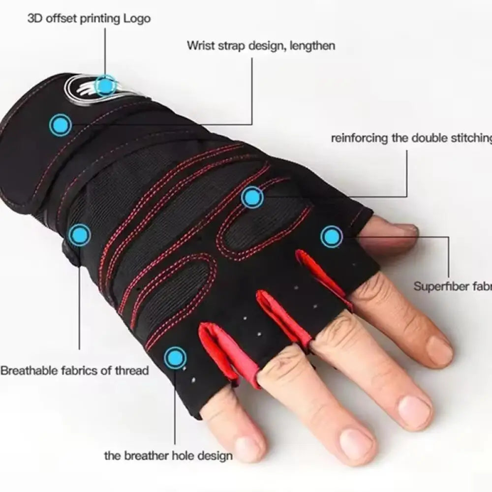 Half Finger Fitness Gloves with Wrist Guard - V2