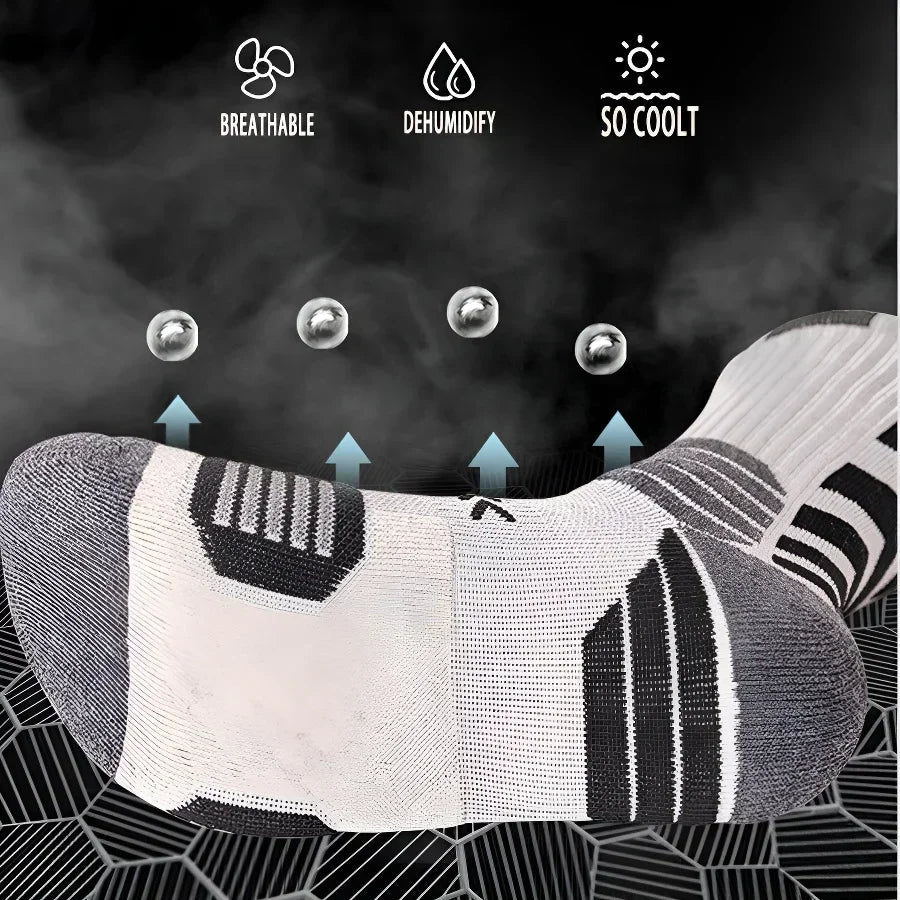 3Pairs Sport Running Socks Athletic Breathable Mesh Thick Compression