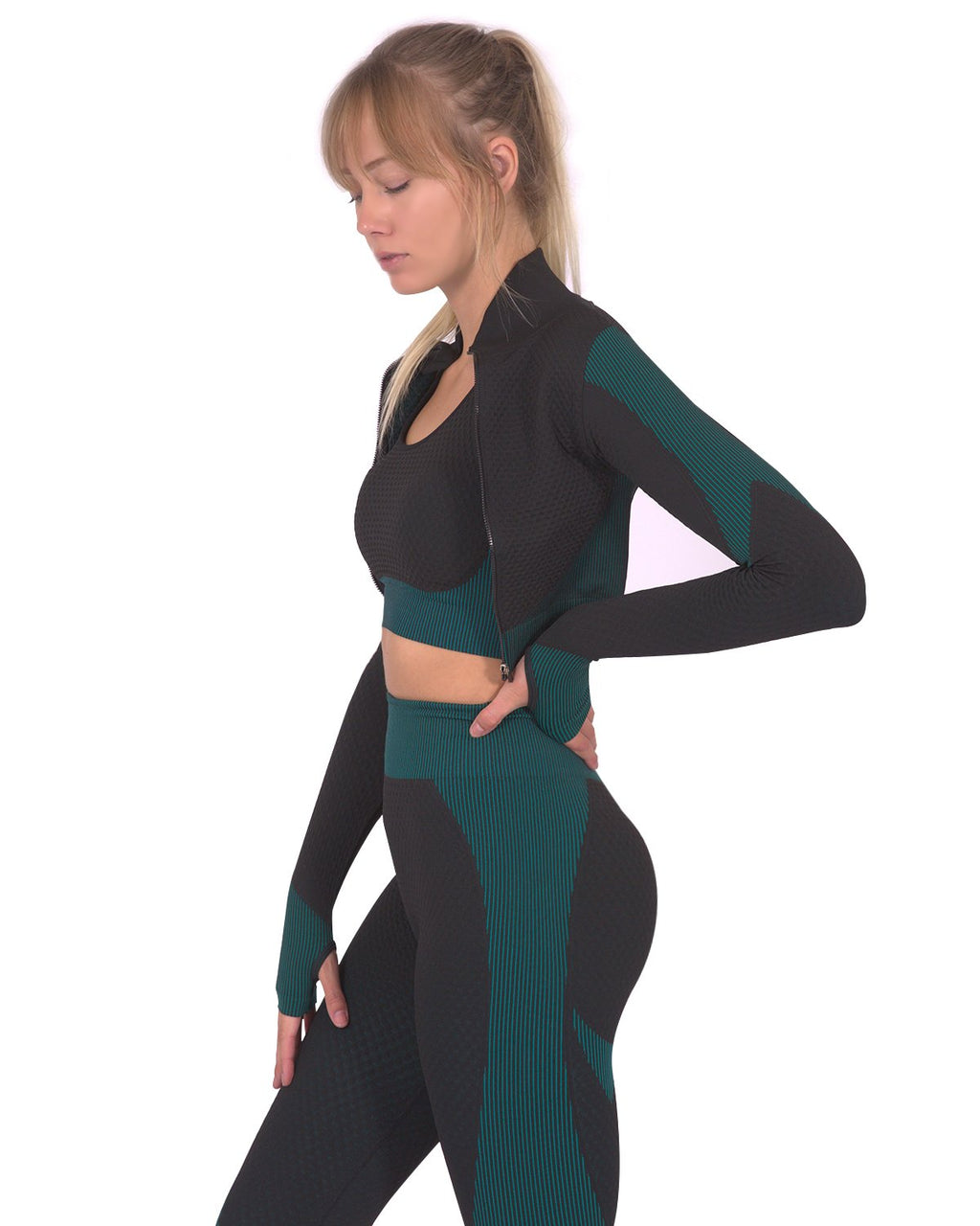 Women's Seamless Sports Jacket - Black/Blue