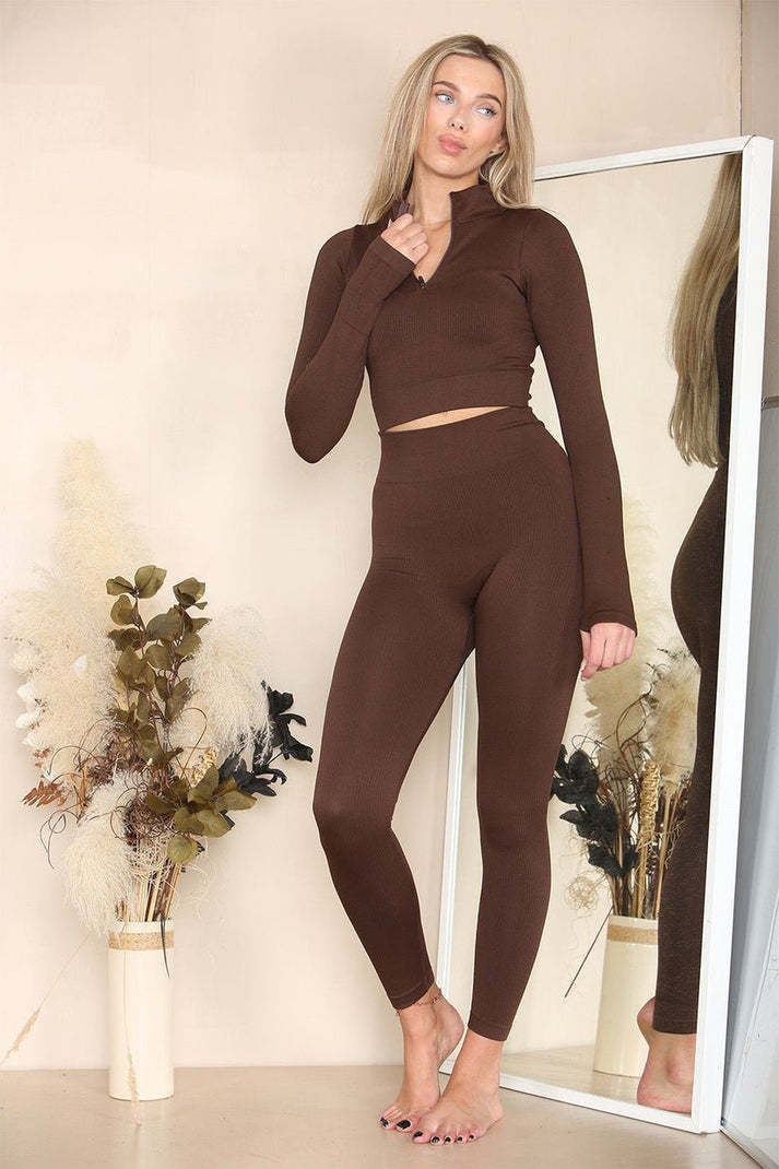 Women's Half-Zip Gym Set - Top &amp; Leggings