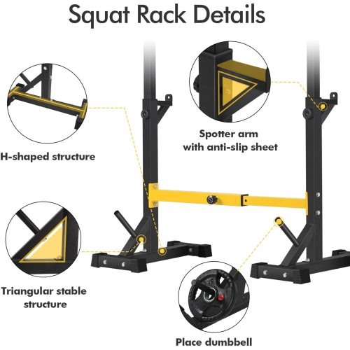 Squat Rack Stand with Barbell &amp; Bench Press