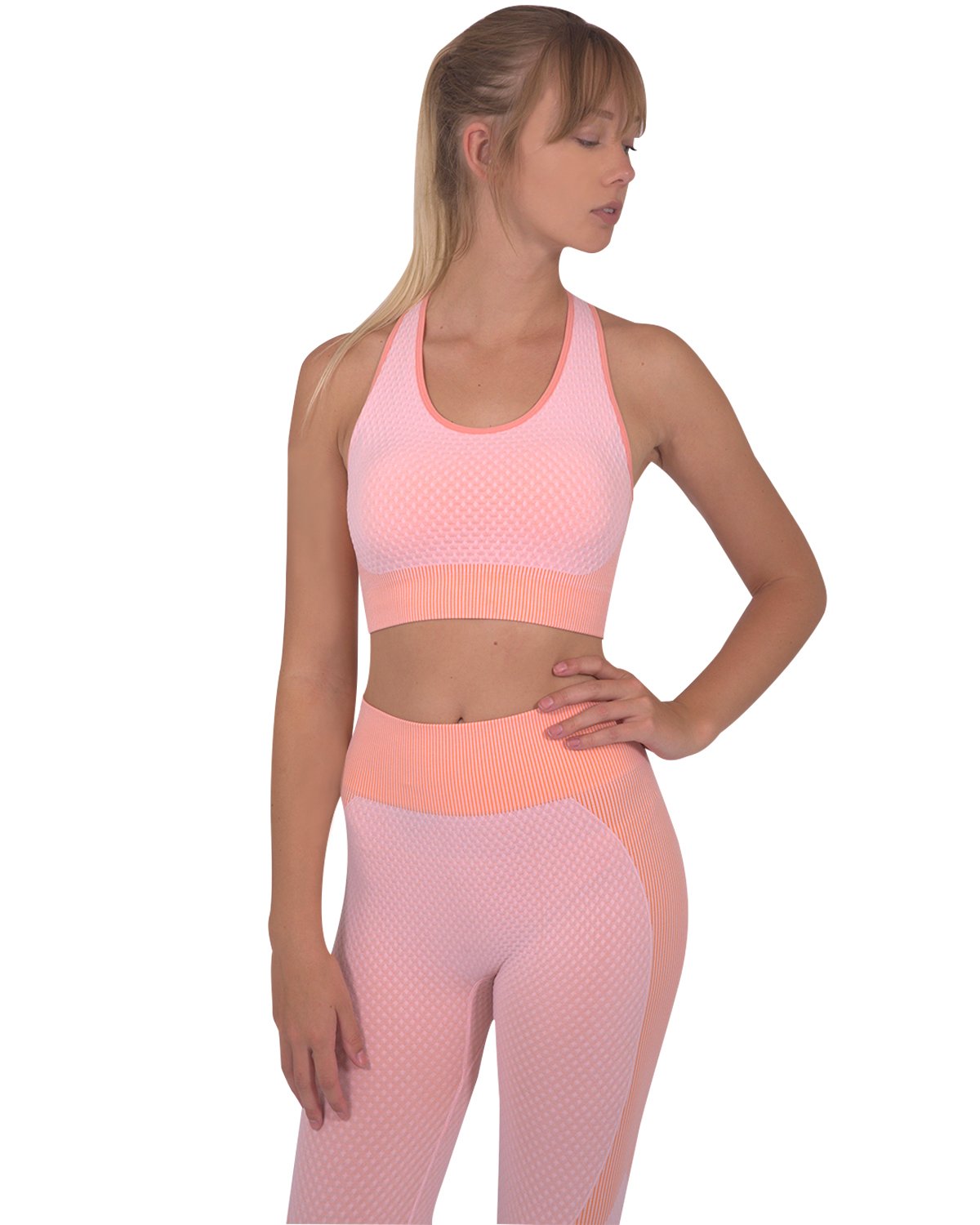 Women's Seamless Leggings &amp; Sports Top Set - Pink