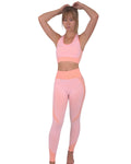 Women's Seamless Leggings &amp; Sports Top Set - Pink