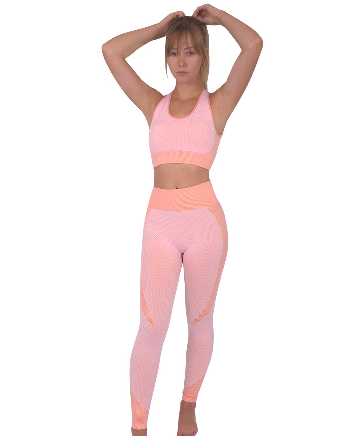 Women's Seamless Leggings &amp; Sports Top Set - Pink