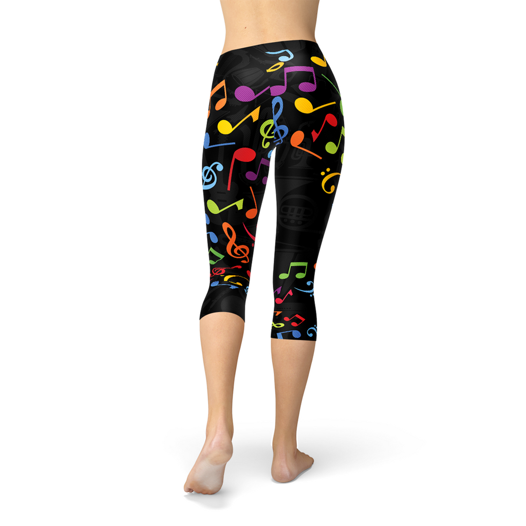 Women's Music Note Print Capri Leggings