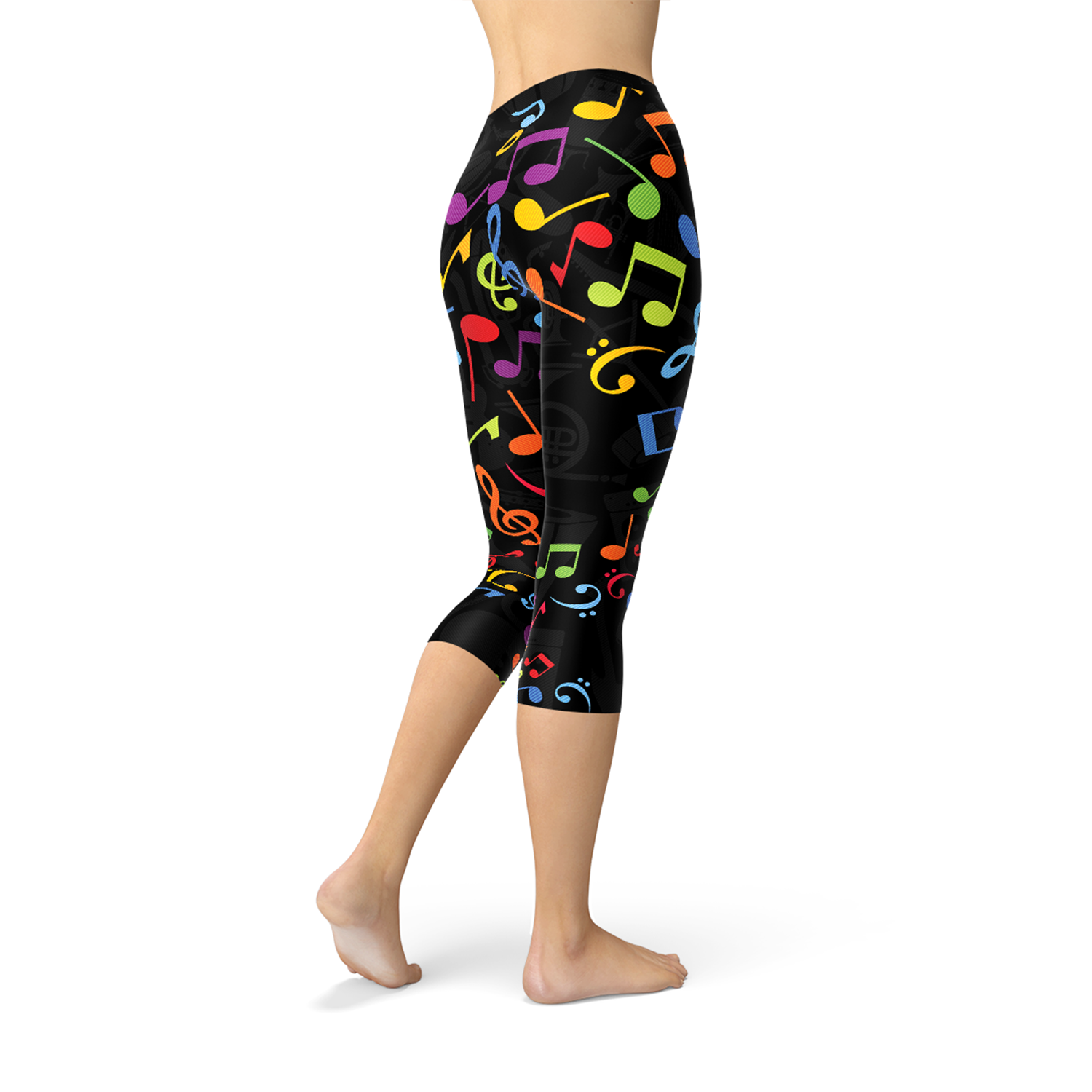 Women's Music Note Print Capri Leggings