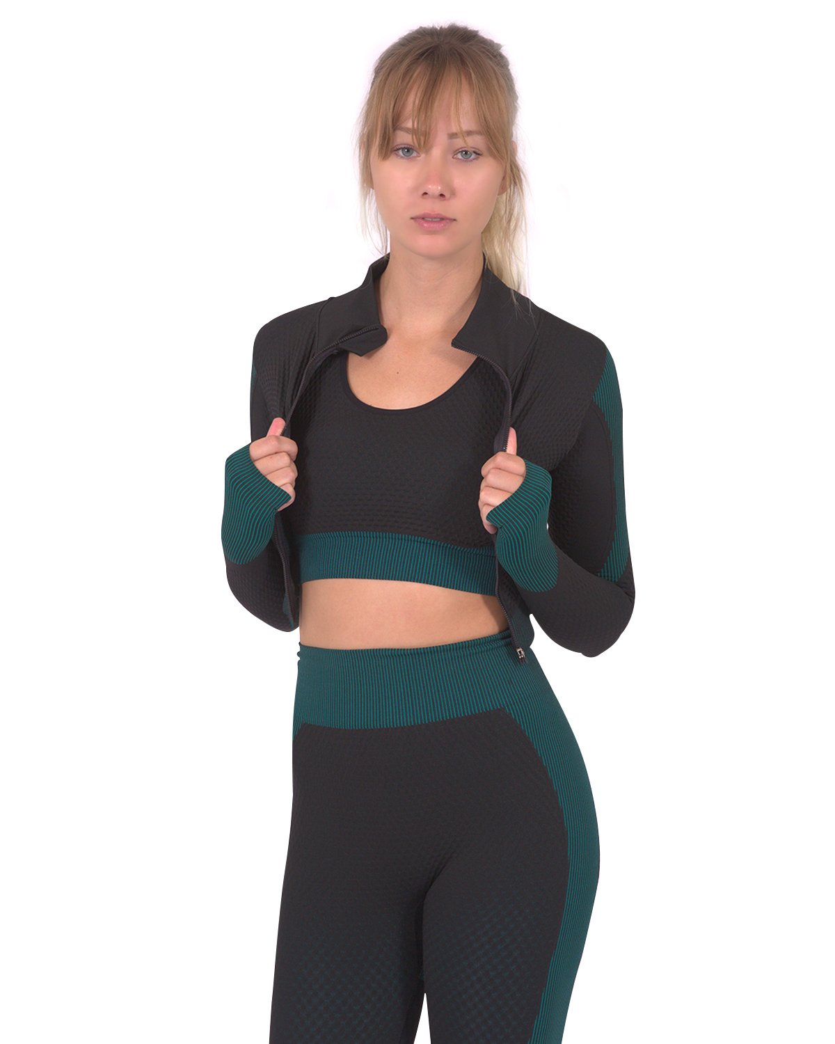 Women's Seamless Sports Jacket - Black/Blue
