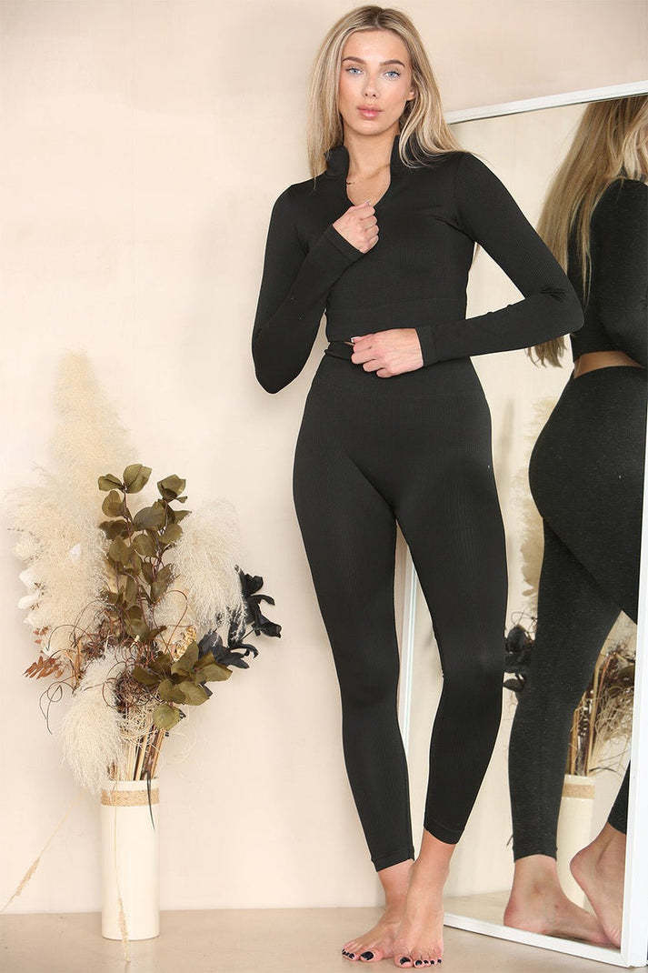 Women's Half-Zip Gym Set - Top &amp; Leggings