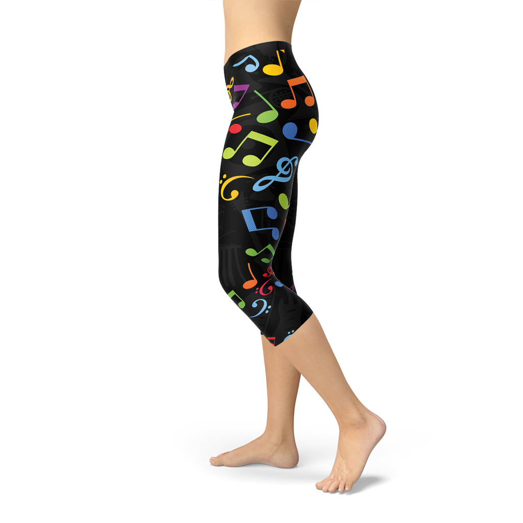 Women's Music Note Print Capri Leggings