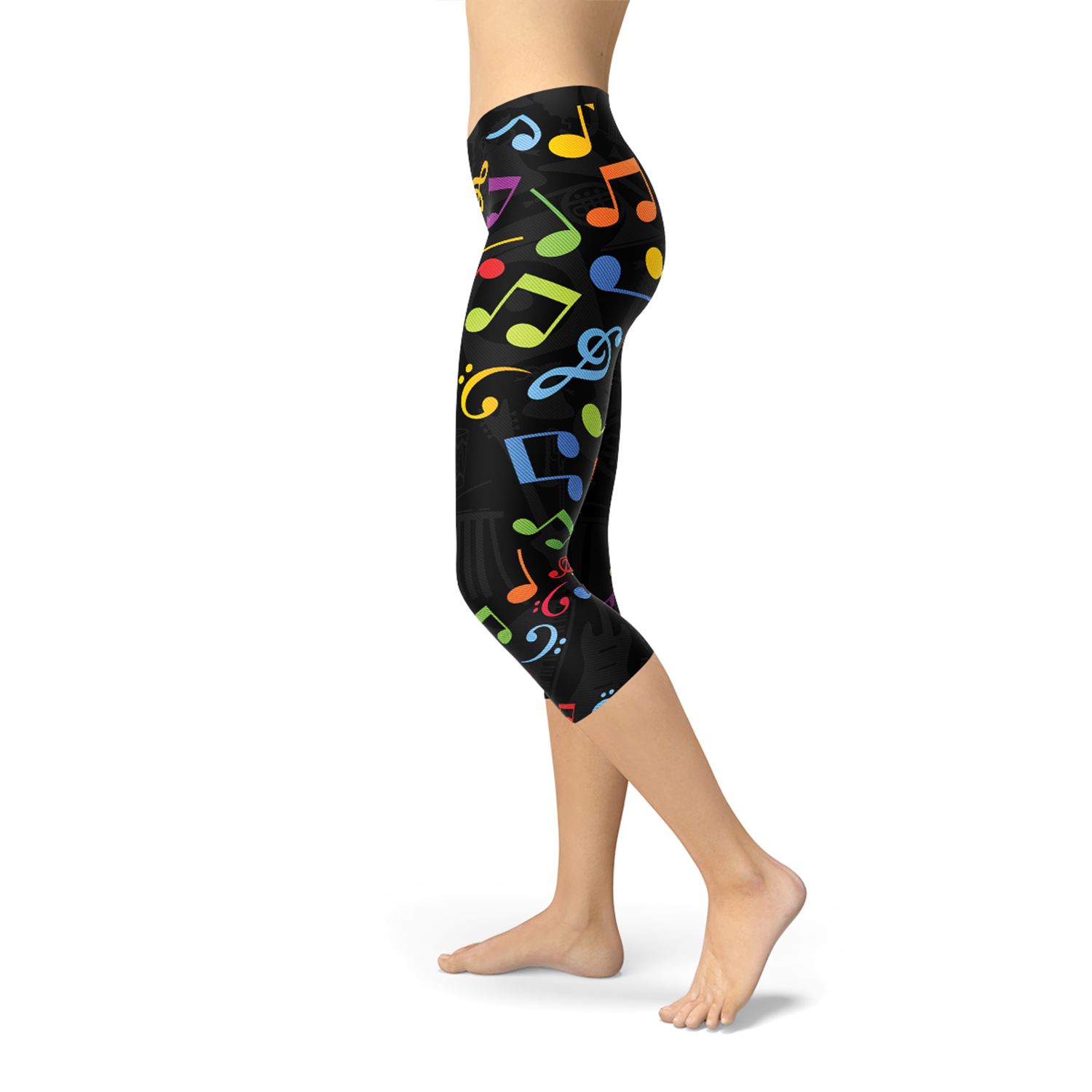 Women's Music Note Print Capri Leggings