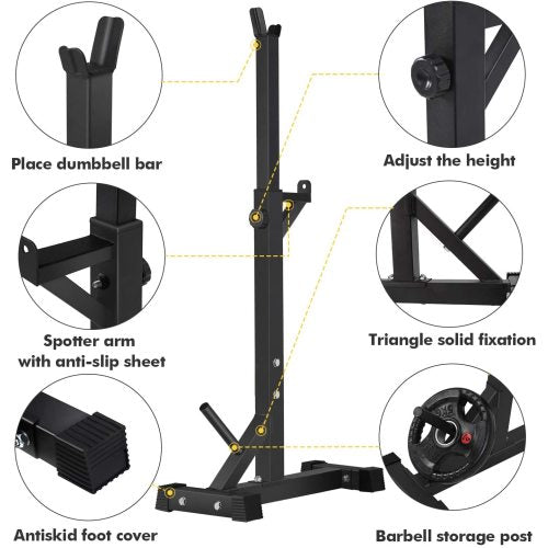Squat Rack Stand with Barbell &amp; Bench Press