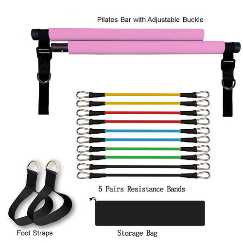 Portable Yoga &amp; Pilates Bar with Resistance Bands