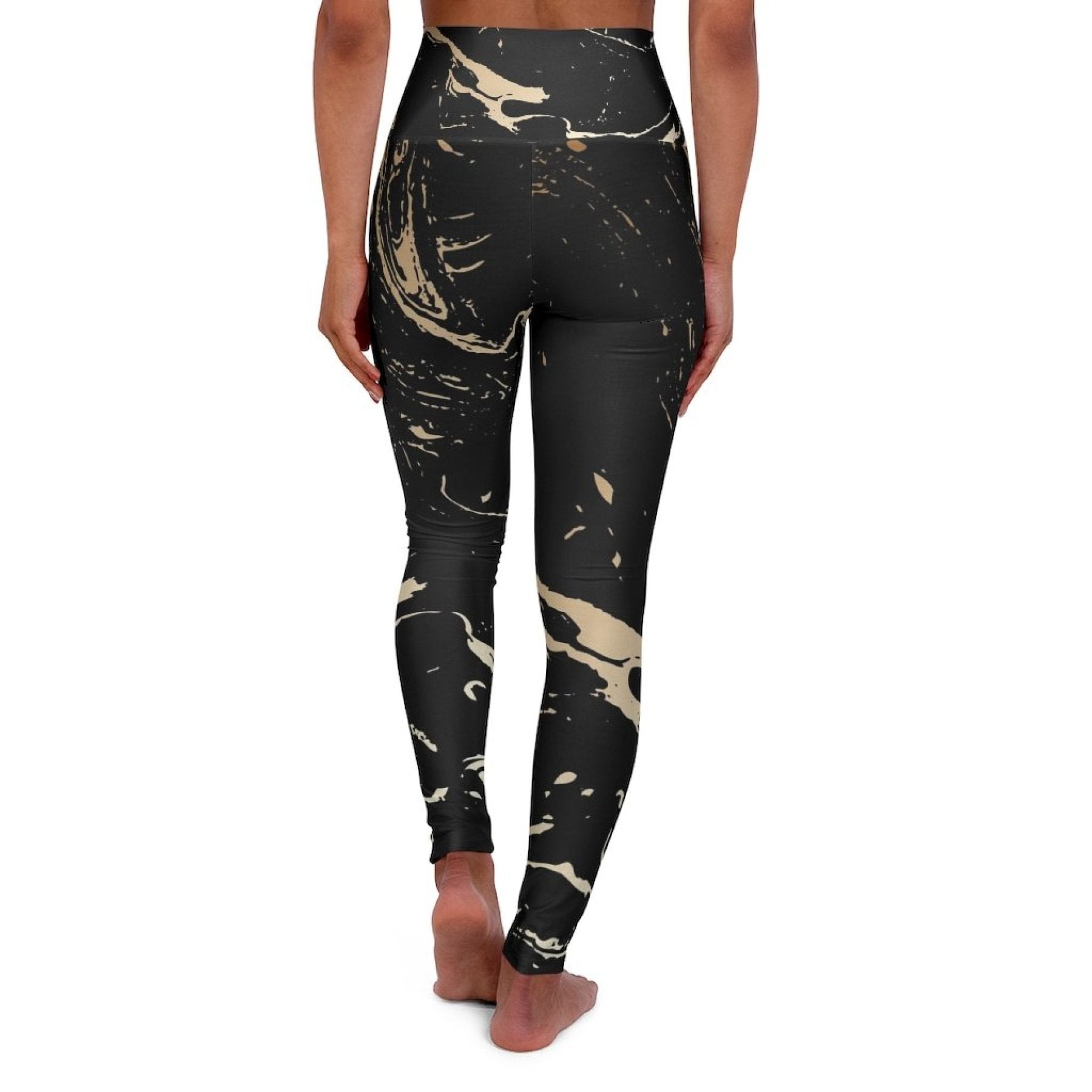 Women's High-Waisted Yoga Pants - Black &amp; Gold Swirl