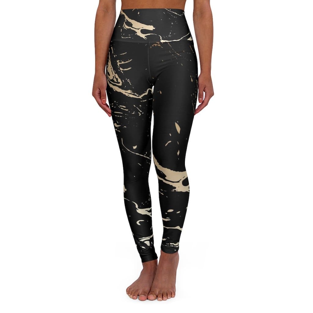 Women's High-Waisted Yoga Pants - Black &amp; Gold Swirl