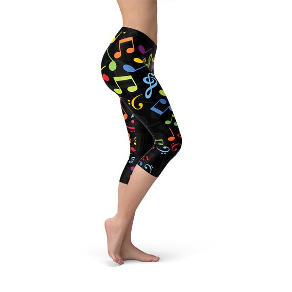 Women's Music Note Print Capri Leggings