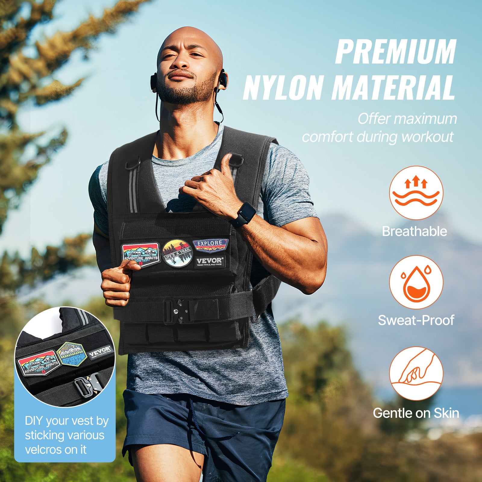 Adjustable Weighted Vest, 35lb Weight Vest with Iron Weights, Shoulder