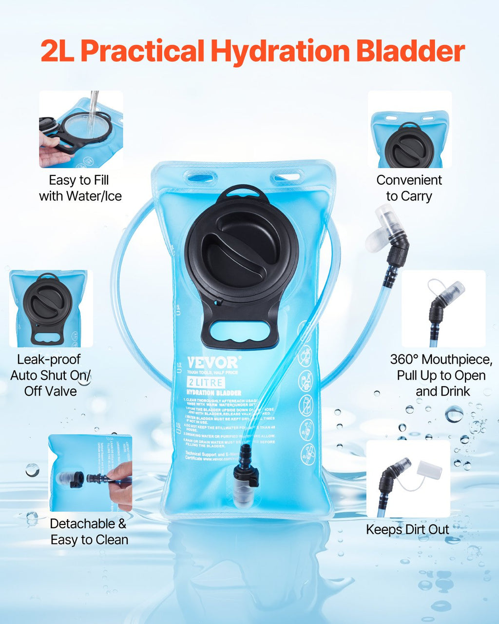 Hydration Backpack with 2L TPU Water Bladder, Hydration Pack Backpack,